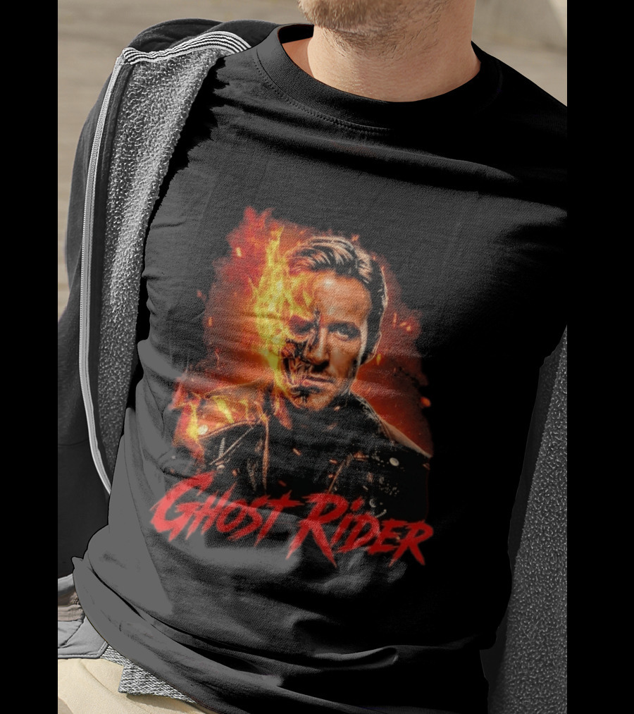 Ryan Gosling Ghost Rider Fiery Half Face Marvel T-Shirt