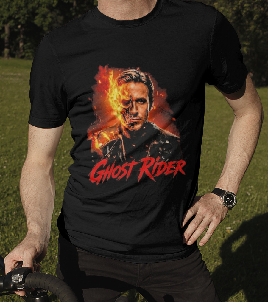 Ryan Gosling Ghost Rider Fiery Half Face Marvel T-Shirt