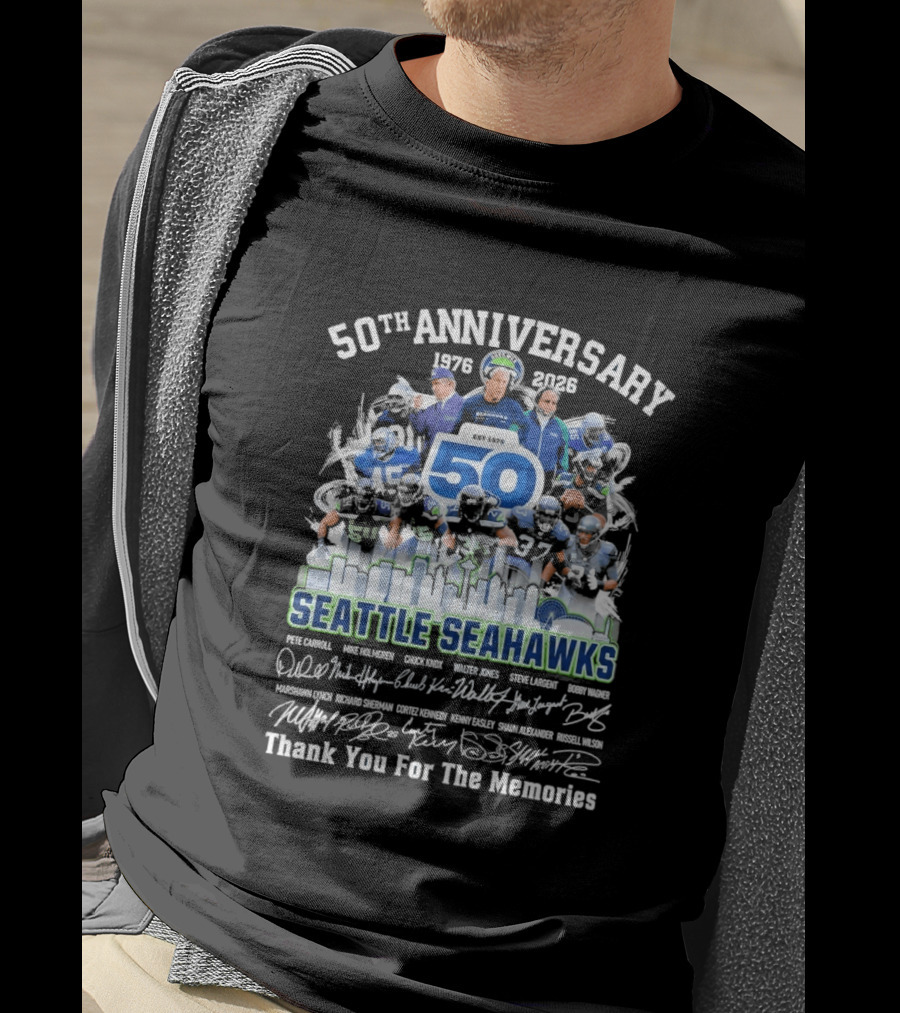 Seattle Seahawks 50th Anniversary 1976 2023 Thank You For The Memories T-Shirt
