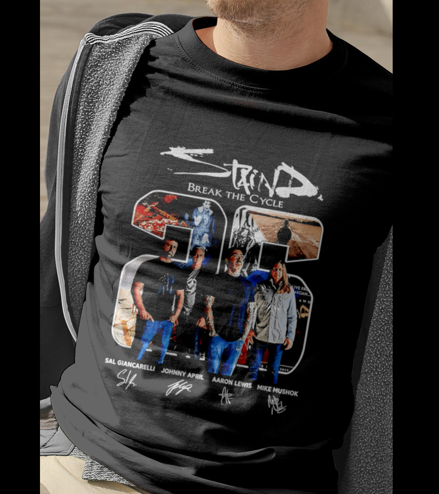 Staind Break The Cycle 25 Sal Giancarelli Johnny April Aaron Lewis Mike Mushok T-Shirt