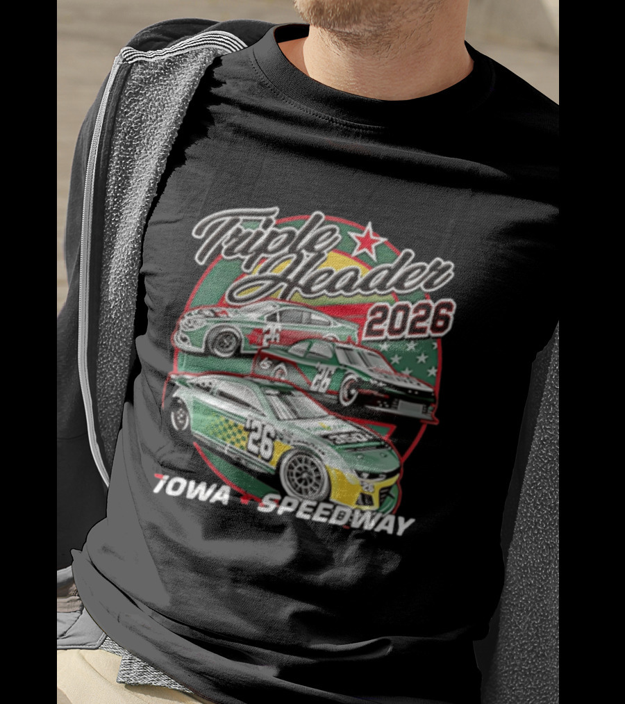 Triple Header 2026 Iowa Speedway Racing Cars Stars T-Shirt