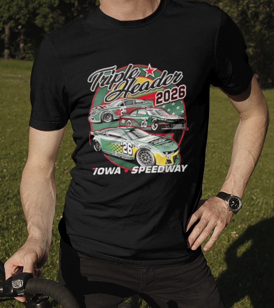 Triple Header 2026 Iowa Speedway Racing Cars Stars T-Shirt