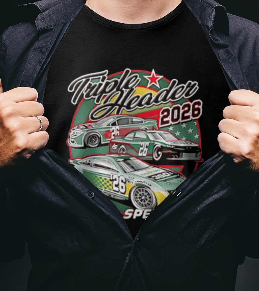 Triple Header 2026 Iowa Speedway Racing Cars Stars T-Shirt
