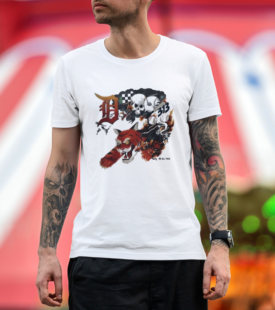 Detroit Tigers Boys & Girls Clubs Of Greater Detroit 313 Skulls Tiger Flame 2026 T-Shirt