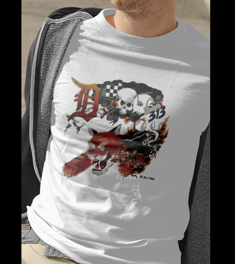 Detroit Tigers Boys & Girls Clubs Of Greater Detroit 313 Skulls Tiger Flame 2026 T-Shirt
