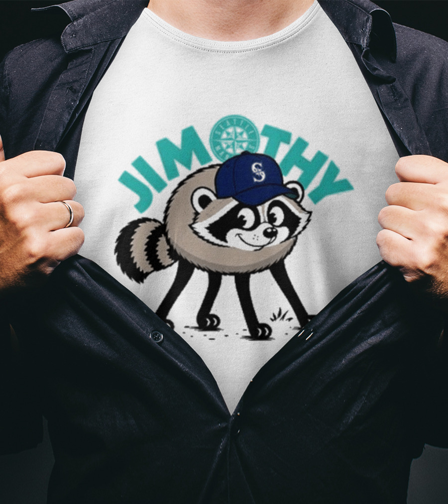 Jimothy Raccoon Mariners Baseball Cap T-Shirt