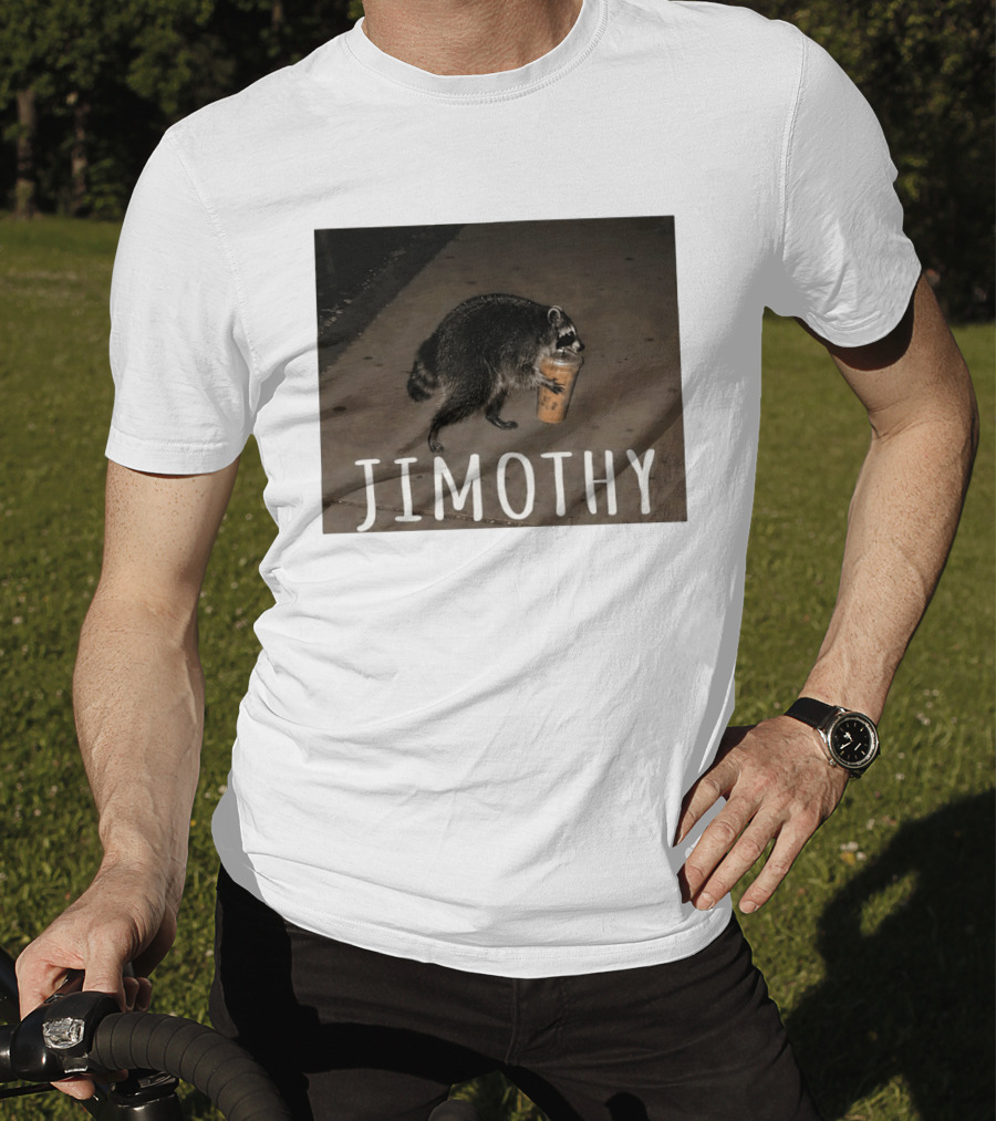 Jimothy Raccoon Carrying Iced Coffee Meme Animal Lover T-Shirt