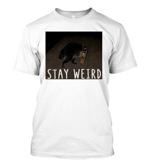 Jimothy Raccoon Drinking Iced Coffee Stay Weird Animal Lover Meme T-Shirt