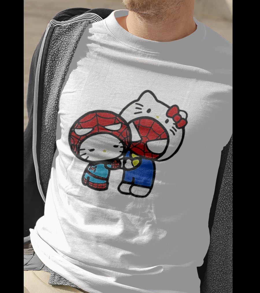 Kitty Hug Spider Man Mask Cute T-Shirt