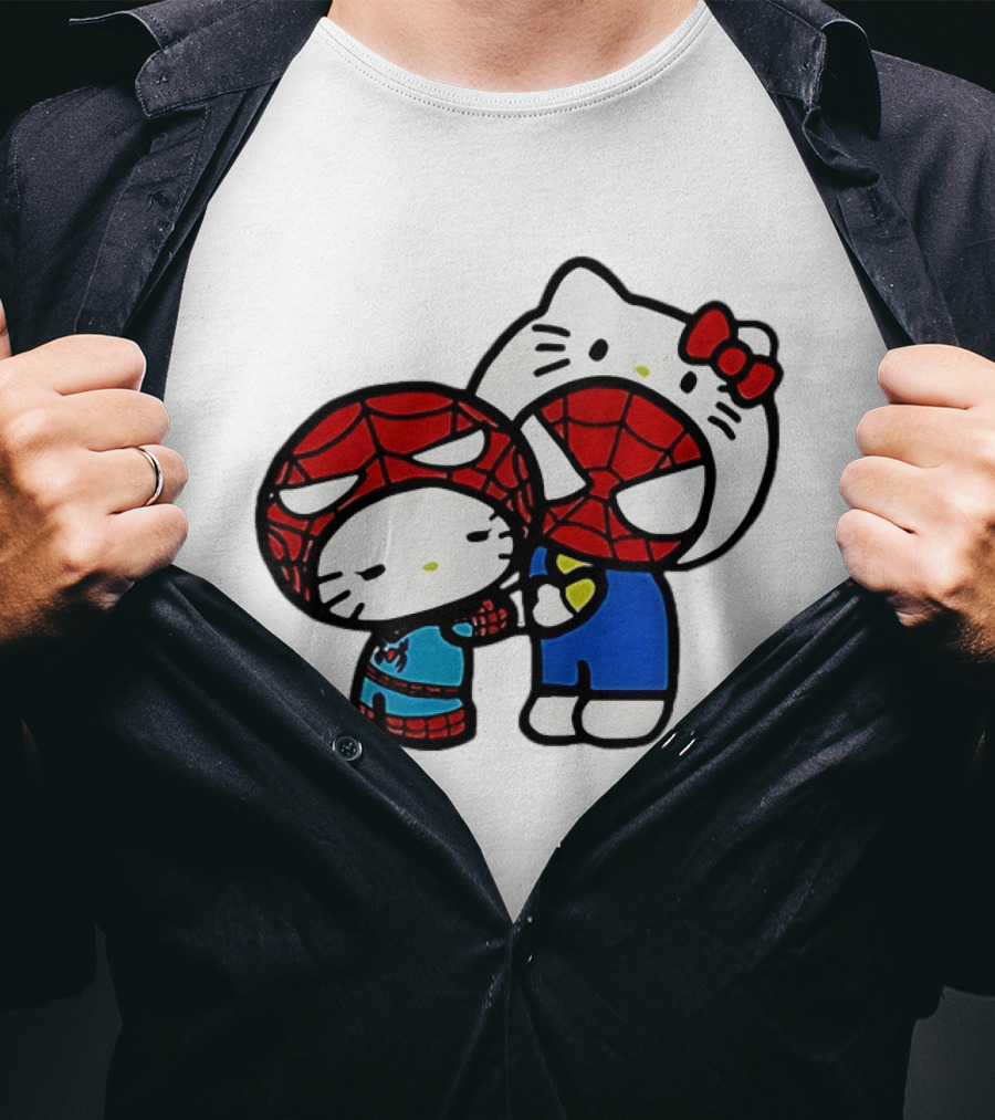 Kitty Hug Spider Man Mask Cute T-Shirt