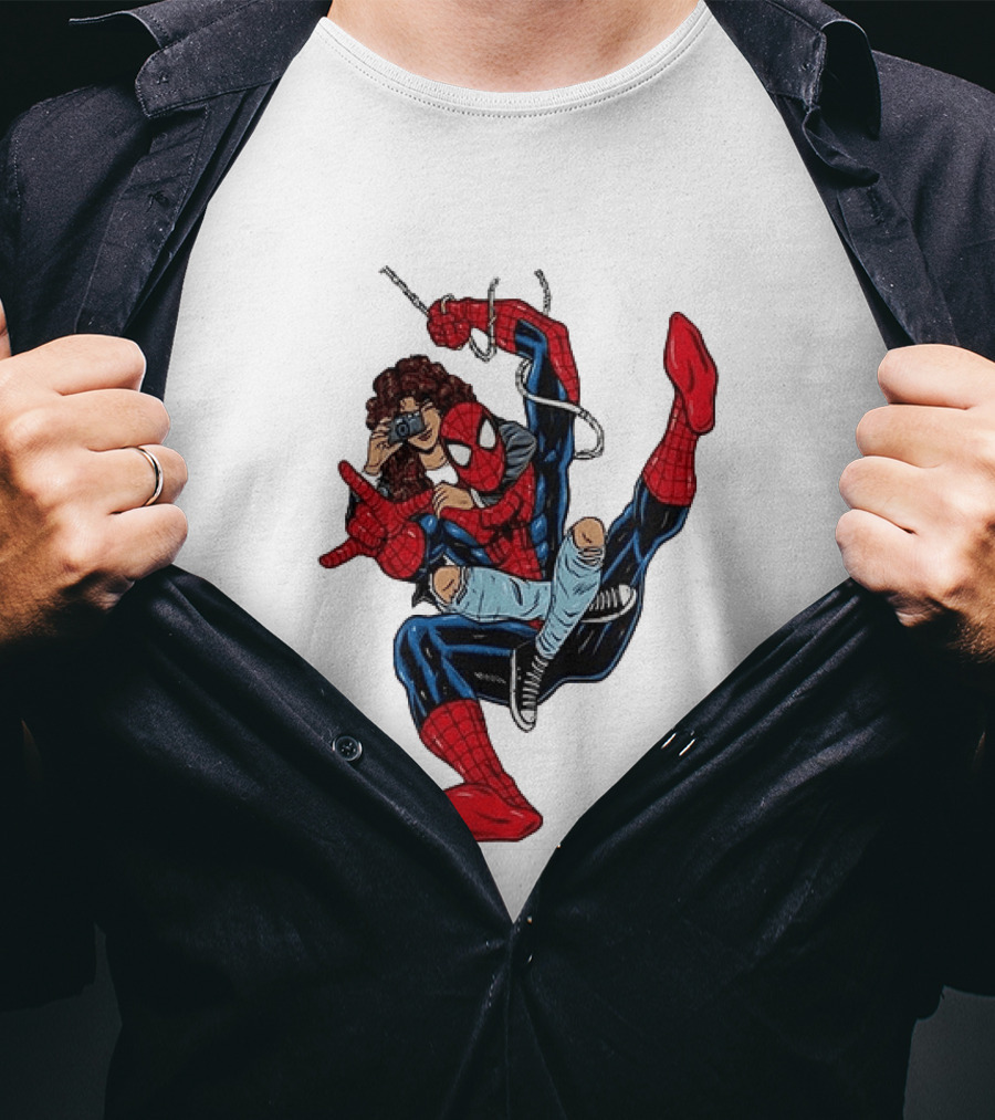 Spider Man The Heart Behind The Hero Photography Pose T-Shirt