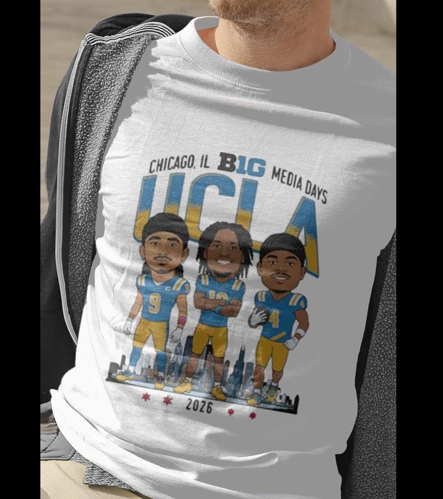 Chicago IL Big Media Days UCLA Bruins Football 2026 Player Caricature T-Shirt
