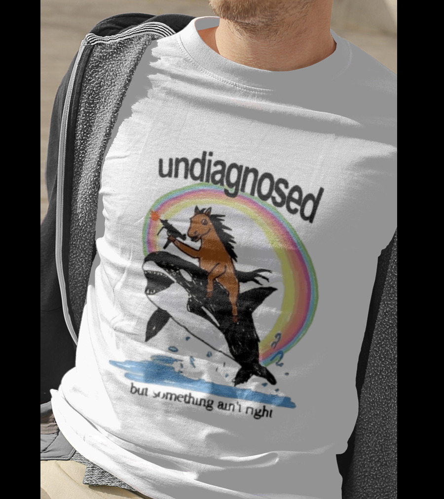 Undiagnosed Horse Riding Orca But Something Ain't Right Gun Rainbow T-Shirt