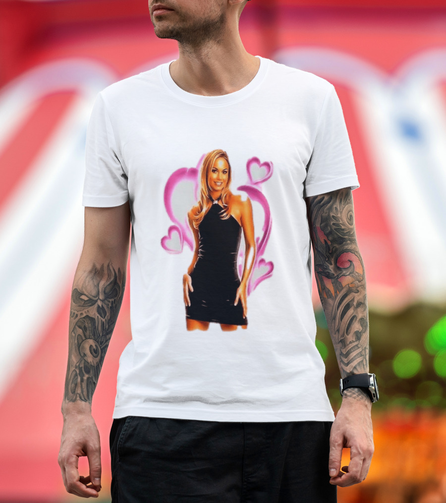 WWE Stacy Keibler Pink Hearts Glamorous Pose T-Shirt