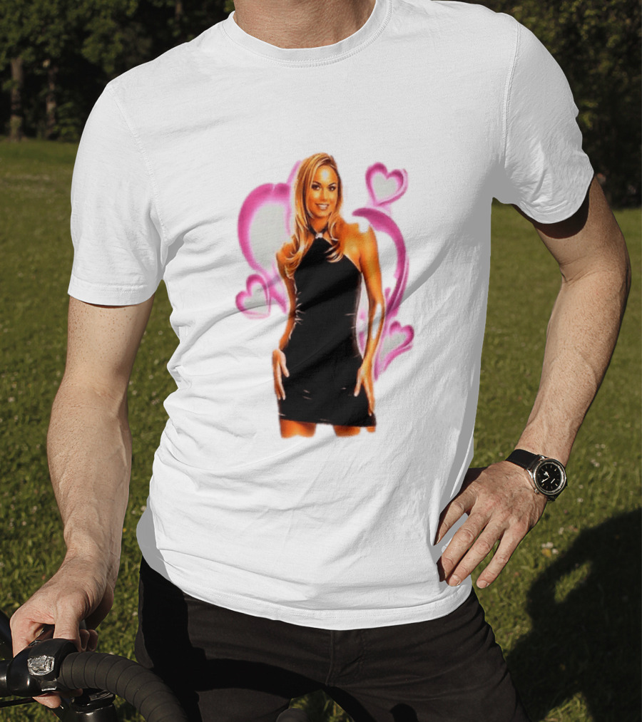 WWE Stacy Keibler Pink Hearts Glamorous Pose T-Shirt