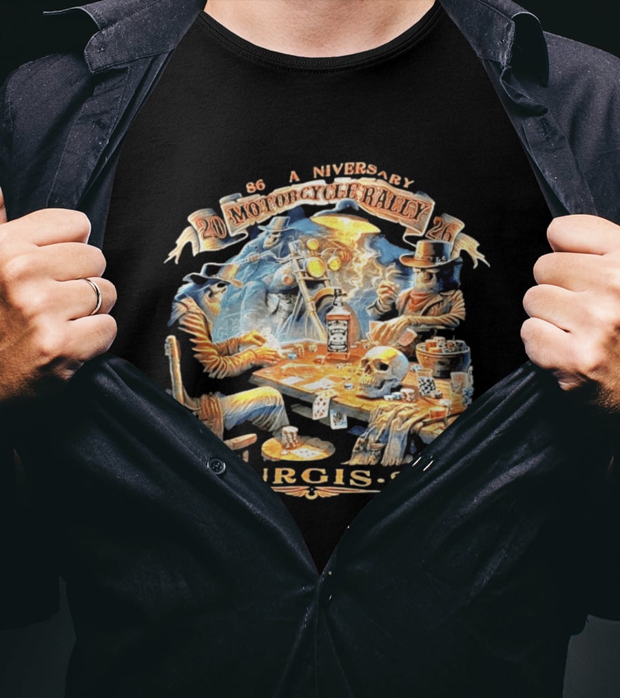 86th Anniversary Sturgis SD 2026 Motorcycle Rally American By Birth Biker By Choice T-Shirt
