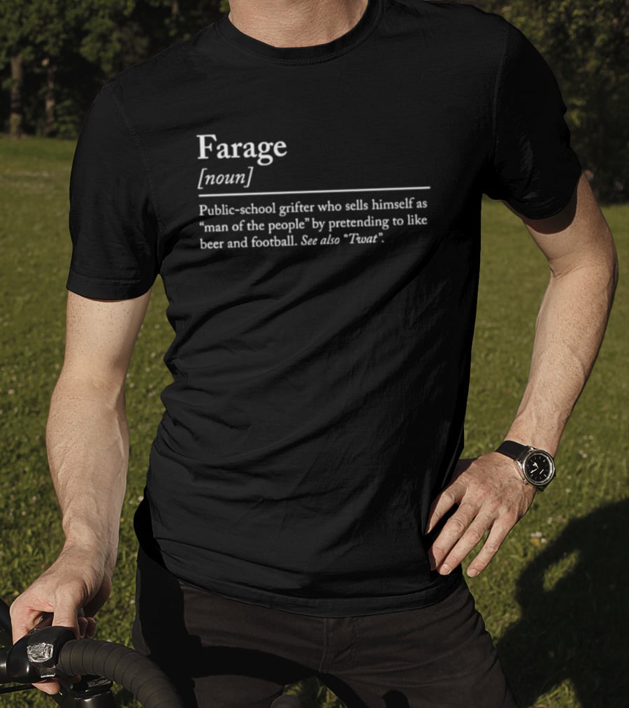 Farage Public School Grifter Man Of People Pretending Beer Football T-Shirt
