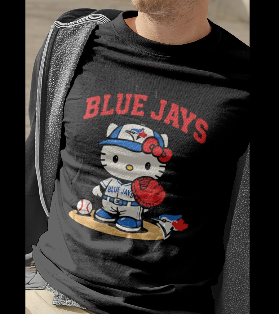 Hello Kitty Toronto Blue Jays Collaboration Baseball Cute Character Merchandise T-Shirt