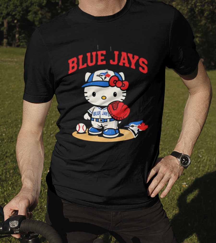 Hello Kitty Toronto Blue Jays Collaboration Baseball Cute Character Merchandise T-Shirt