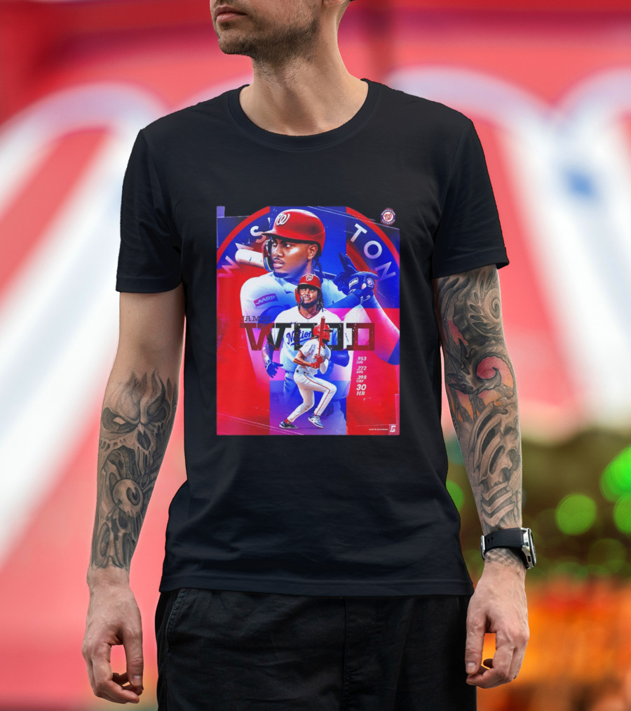 James Wood Washington Nationals .272 AVG .398 OBP 30 HR Collage T-Shirt