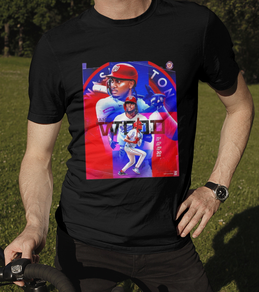 James Wood Washington Nationals .272 AVG .398 OBP 30 HR Collage T-Shirt