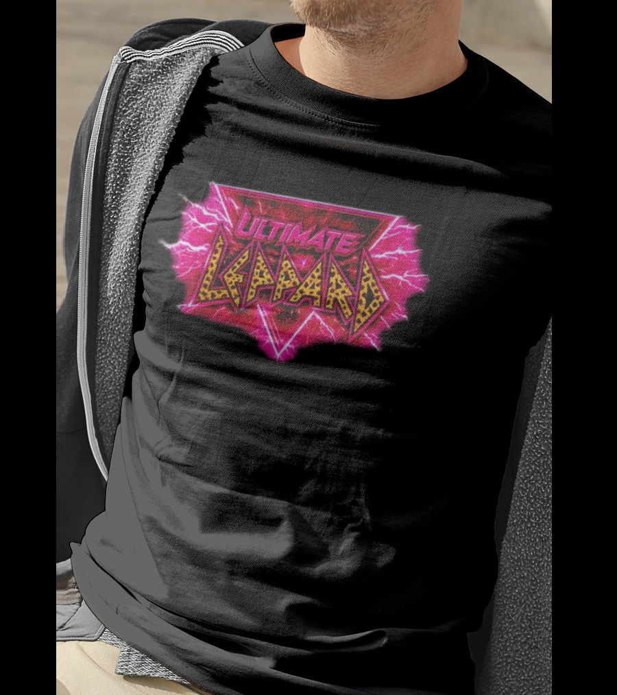 Def Leppard Ultimate Leppard Pink Lightning Leopard Print T-Shirt