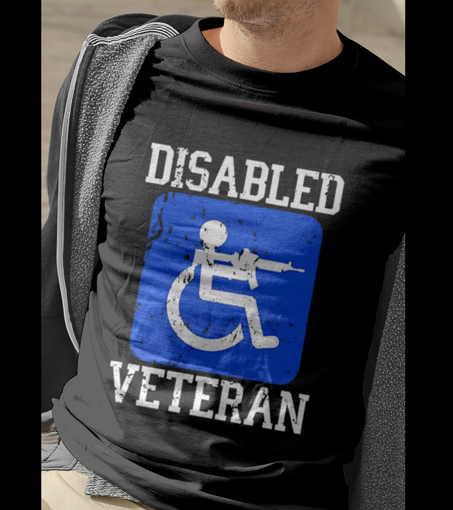 Disabled Veteran Armed Forces Distressed Military T-Shirt