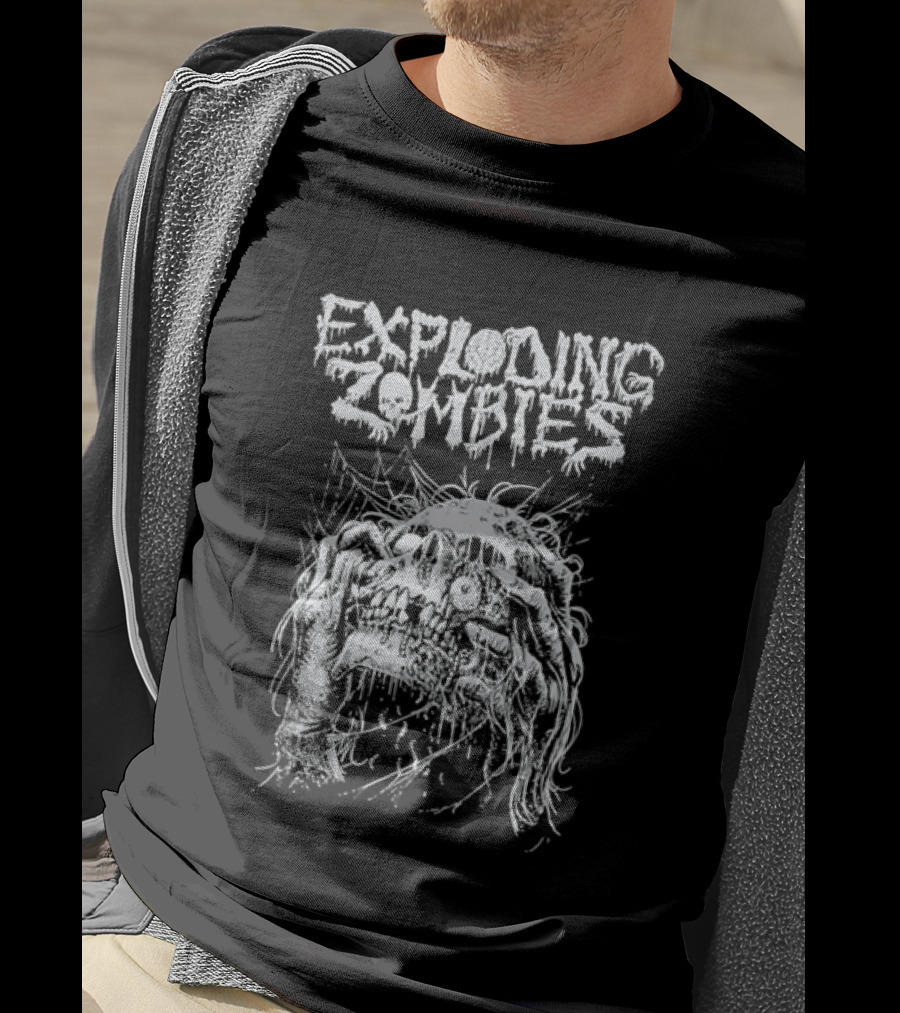 Exploding Zombies Horror Dripping Text Grunge Monster T-Shirt