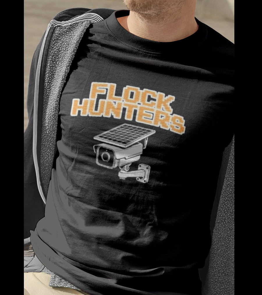 Flock Hunters Drinkin Bros Surveillance Camera Solar Panel T-Shirt