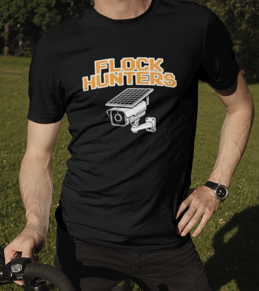 Flock Hunters Drinkin Bros Surveillance Camera Solar Panel T-Shirt