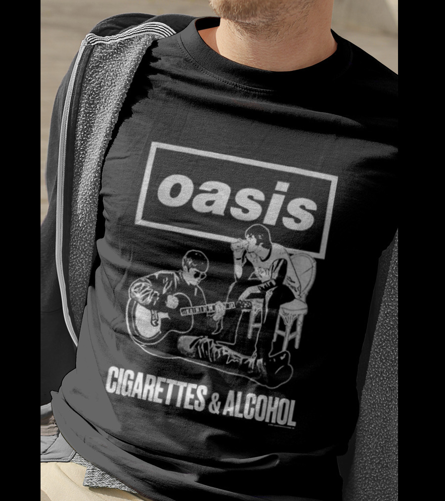 Oasis Noel And Liam Gallagher Cigarettes And Alcohol Mono T-Shirt