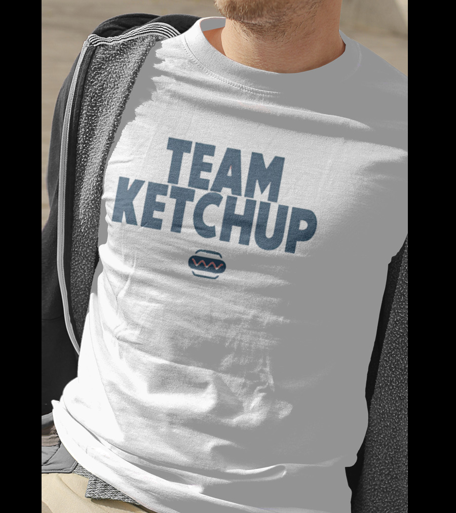 Team Ketchup Hot Dog Wavy Line T-Shirt