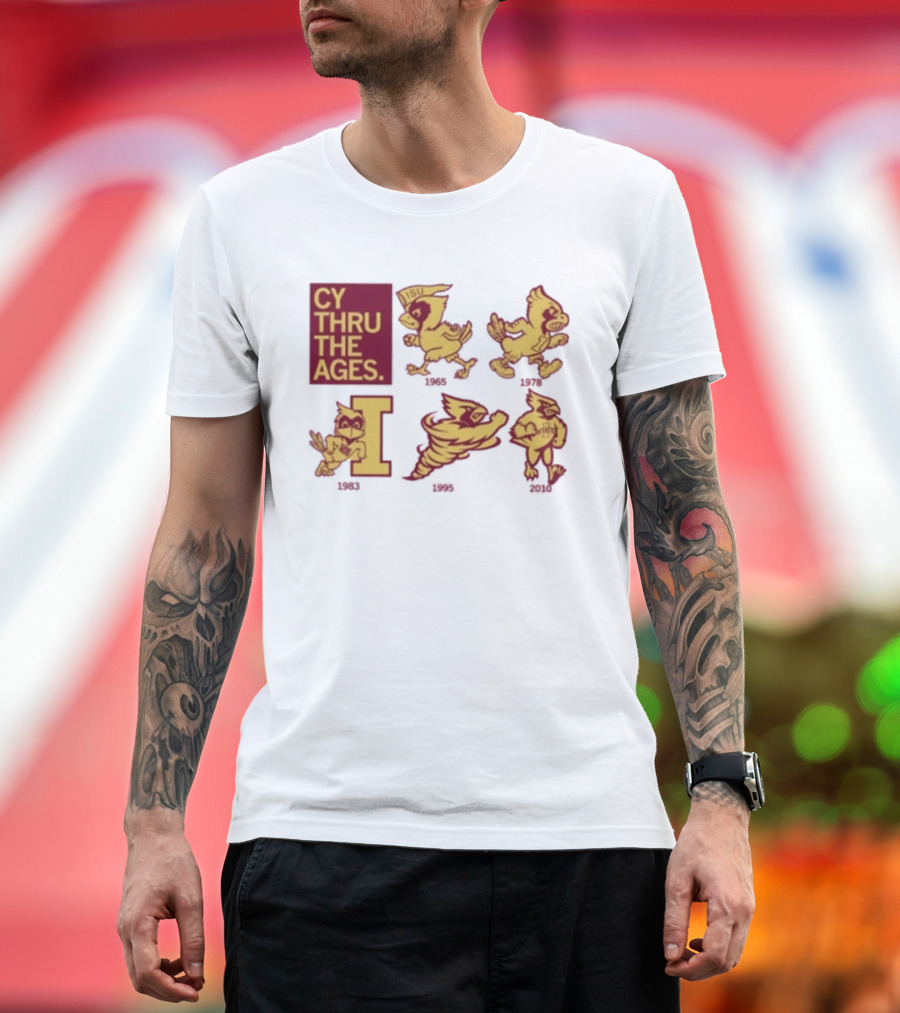 Iowa State Cyclones CY Thru The Ages Mascot Evolution Logos 1954 1972 1995 2008 T-Shirt