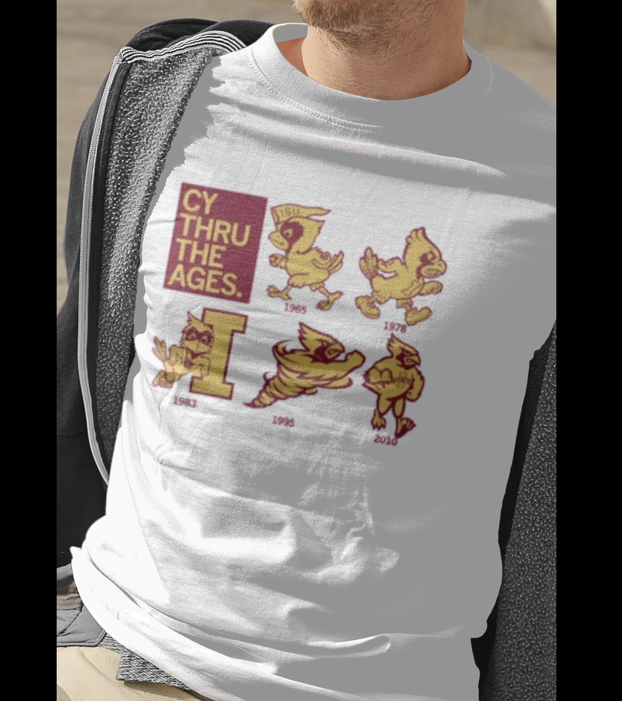Iowa State Cyclones CY Thru The Ages Mascot Evolution Logos 1954 1972 1995 2008 T-Shirt