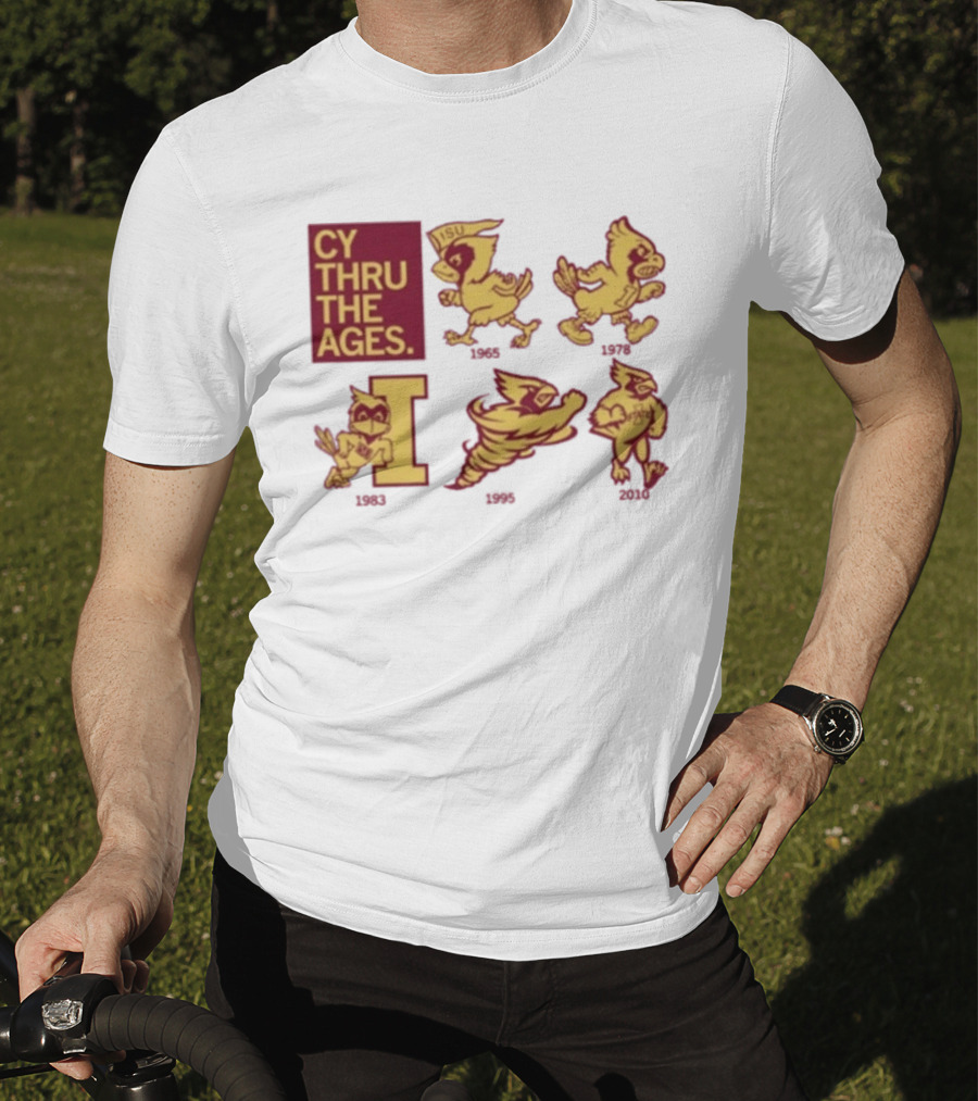 Iowa State Cyclones CY Thru The Ages Mascot Evolution Logos 1954 1972 1995 2008 T-Shirt