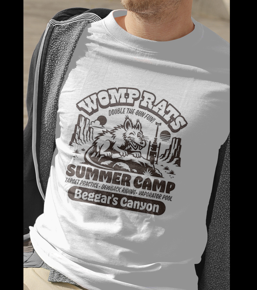 Womp Rats Summer Camp Double The Sun Fun Beggar's Canyon Adventure Scene T-Shirt