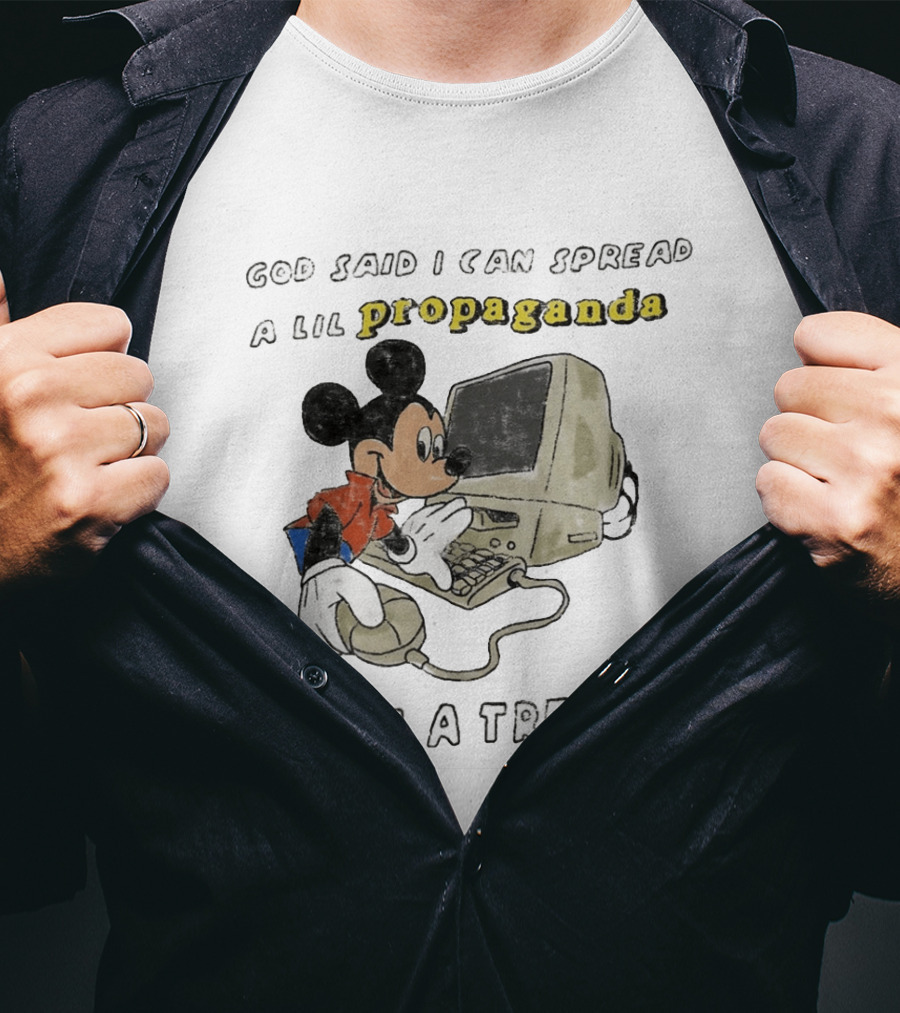 God Said I Can Spread A Lil Propaganda As A Treat Mickey Mouse Vintage Computer T-Shirt