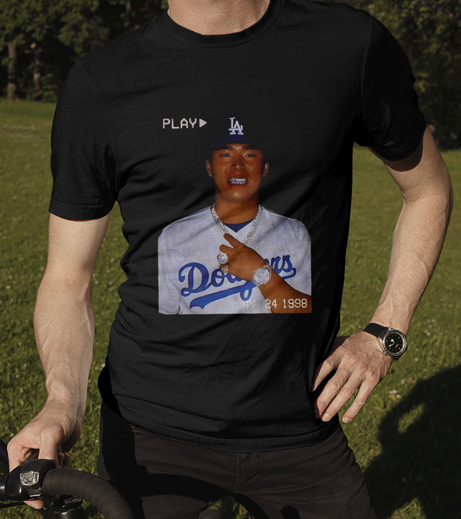 90s Yoshinobu Yamamoto Bootleg Rap Dodgers LA Jan 24 1998 T-Shirt