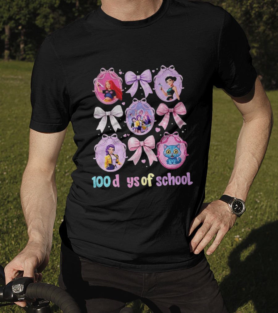 100 Days Of School Girls Bands Hunter Saja Bows And Characters T-Shirt