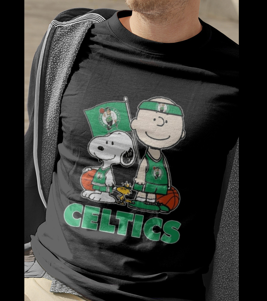 Boston Celtics Snoopy Charlie Brown Peanuts Friends Basketball 2024 T-Shirt