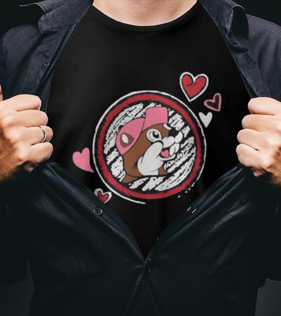 Buc Ee's Valentine's Beaver With Hearts And Cap T-Shirt