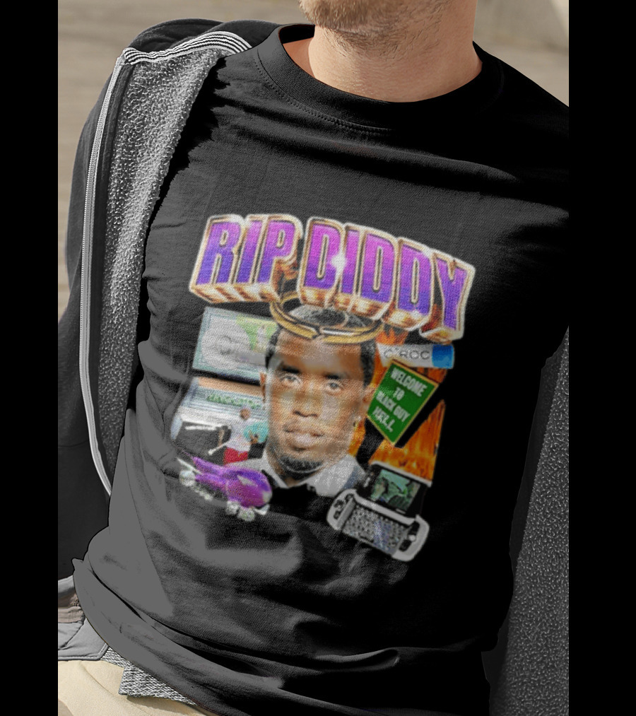 Sam Hyde Rip Diddy Welcome To Black Guy Hell Ciroc Wings 09 Typewriter T-Shirt