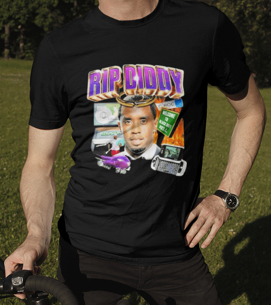 Sam Hyde Rip Diddy Welcome To Black Guy Hell Ciroc Wings 09 Typewriter T-Shirt