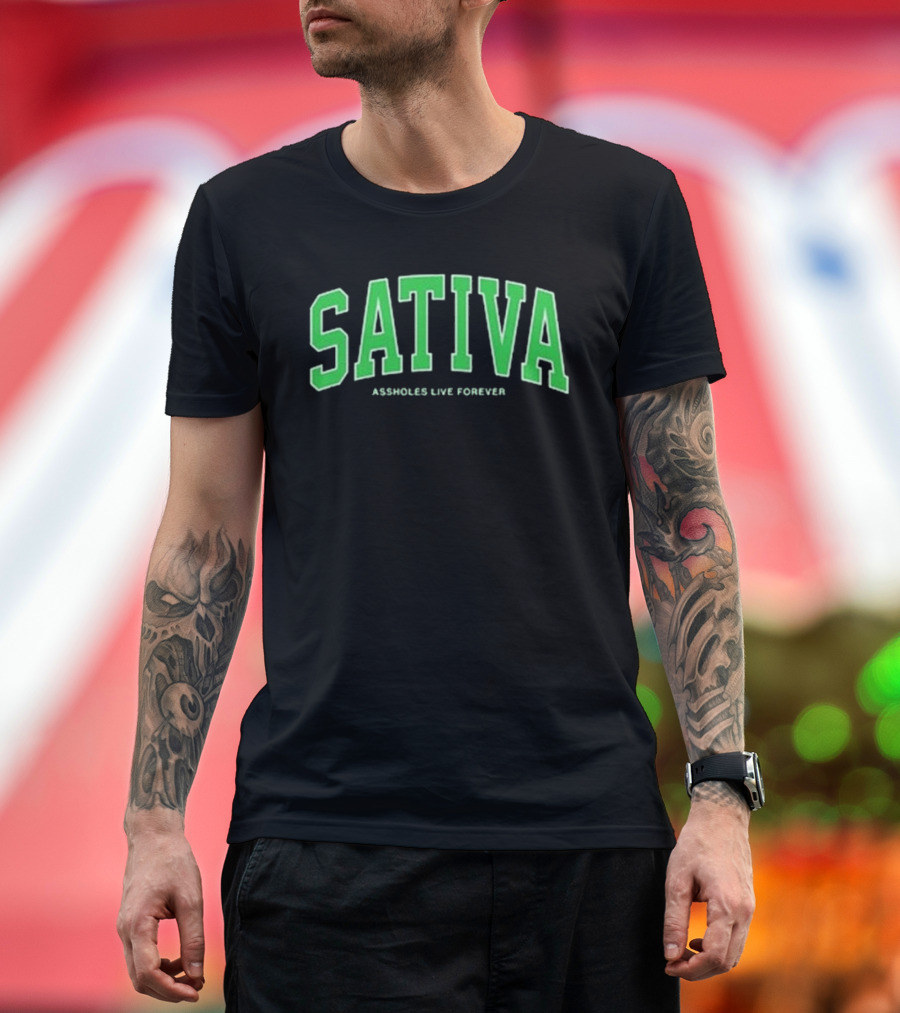 Sativa Assholes Live Forever Bold Arch Lettering T-Shirt