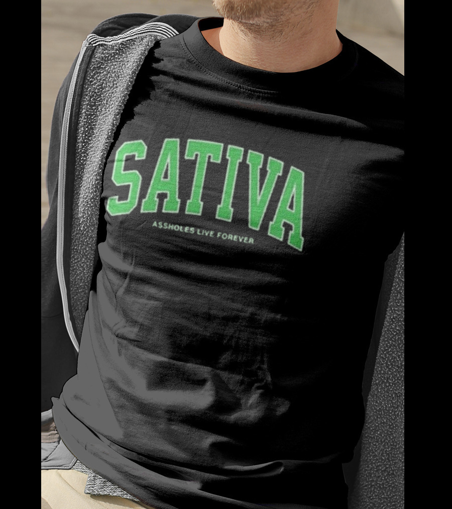 Sativa Assholes Live Forever Bold Arch Lettering T-Shirt