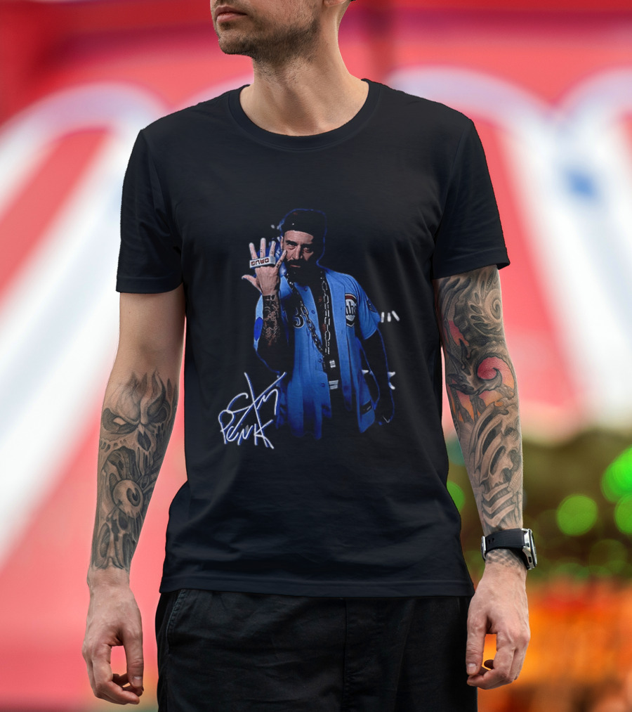 CM Punk WWE Signature Look With Chicago Baseball Jersey And Tattoos T-Shirt