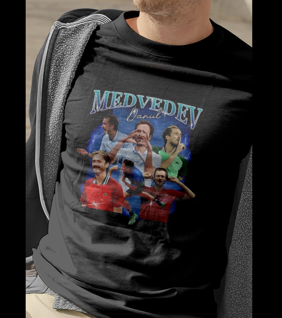 Medvedev Daniil Tennis Champion Dynamic Action Montage T-Shirt