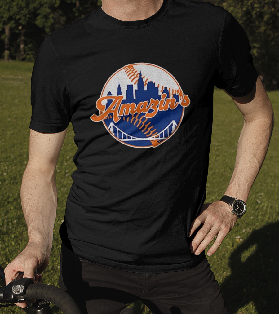 New York Mets Amazin's Skyline Baseball Bridge T-Shirt