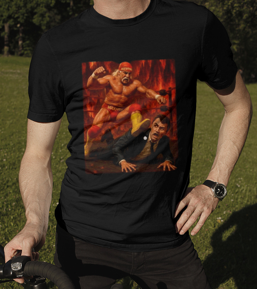 Hulk Hogan Hulkamania Vs Charlie Kirk Wrestling Meme Image T-Shirt
