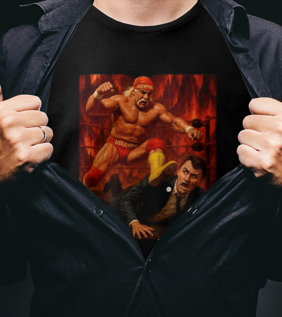 Hulk Hogan Hulkamania Vs Charlie Kirk Wrestling Meme Image T-Shirt